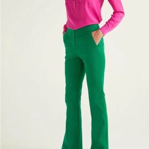 Boden Westmoreland Bootcut Pants emerald green flat front casual slacks
